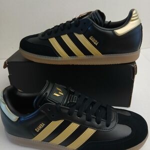 Adidas Samba Black and Gold Sneakers Size 6 New $110